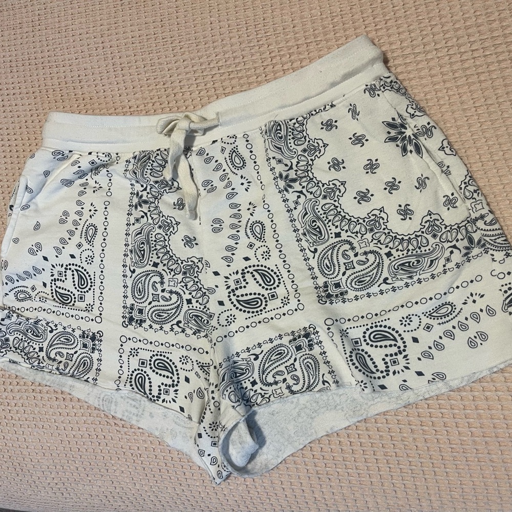Ost Black and White Athletic Paisley Shorts